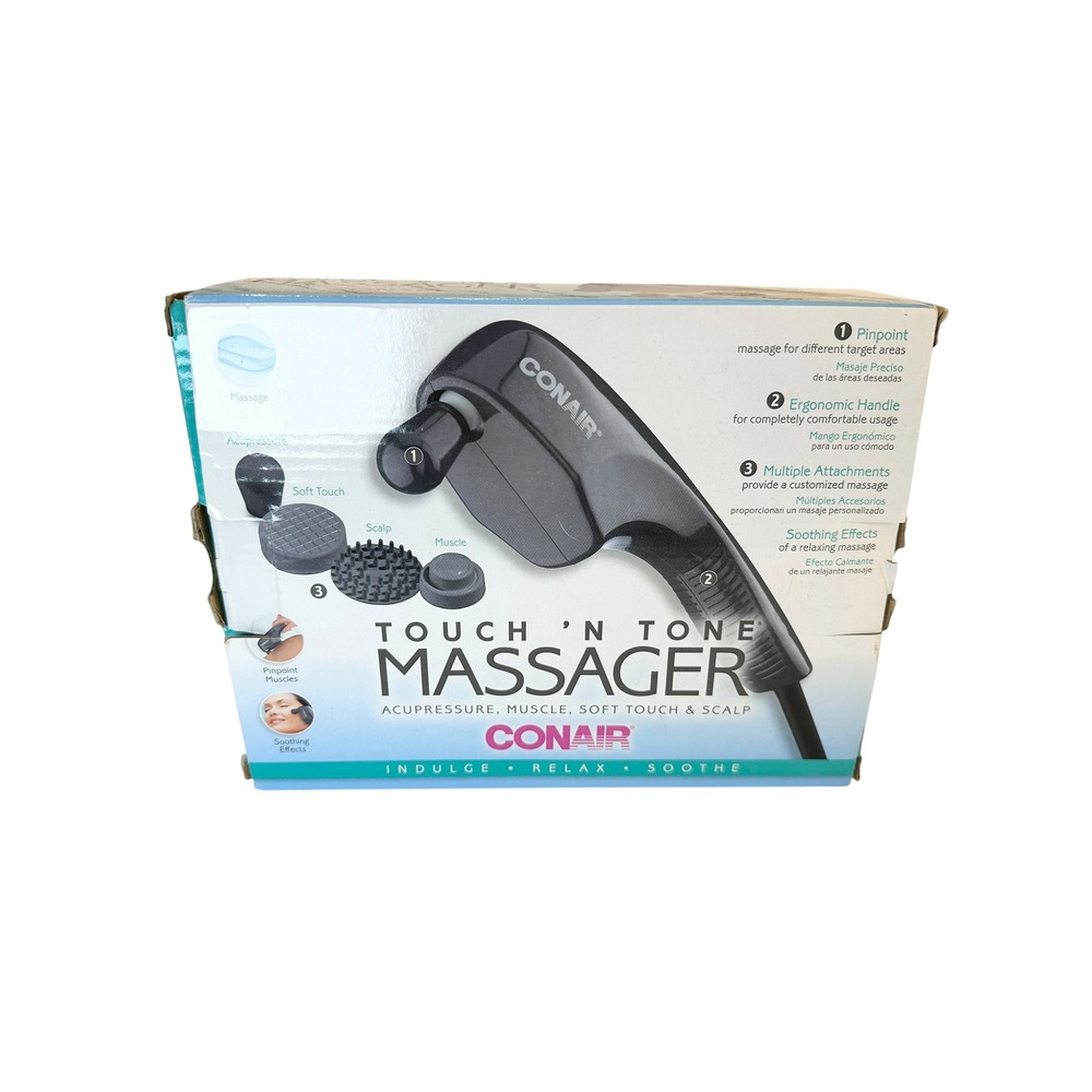 Conair Touch N Tone Handheld Massager HM8 Gray Corded Electric with Attachments